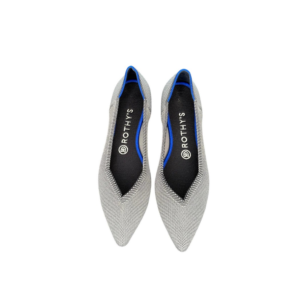 Rothy's Comfy Washable The Pointed Gray White Ballet Flat Size 8 1/2